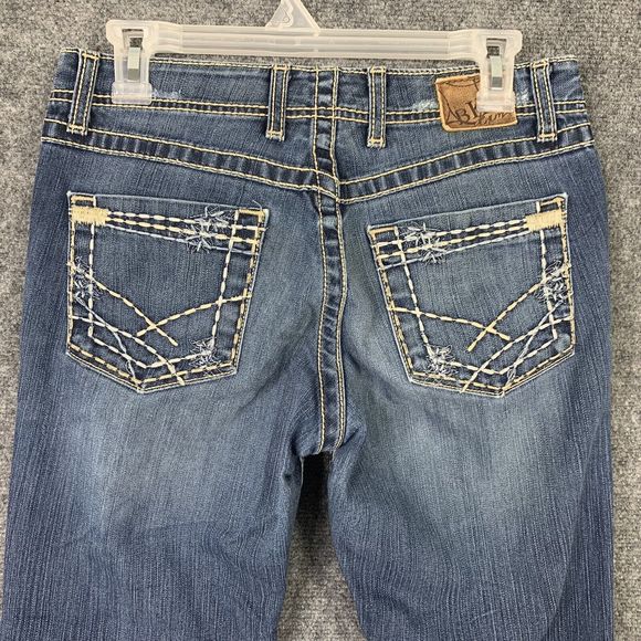BKE Denim Jeans Women 27 Boot Cut Style BRITM Distressed White Stitching - Picture 8 of 13